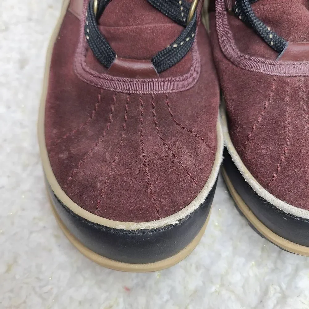 Sorel Tivoli ll Waterproof Suede Fleece Lined  Burgundy Suede Short Lace-up Ankl